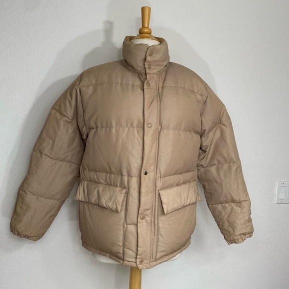 Vintage Men's OFT Osaka Tan Puffer Utility Bomber Jacket Size Small Streetwear
